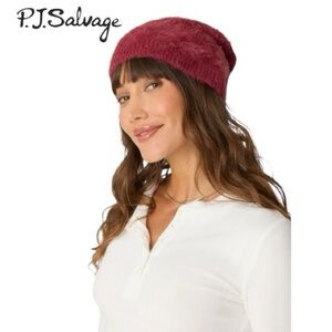 NWT P.J. Salvage Full Of Holiday Spirit Feather Knit Beanie